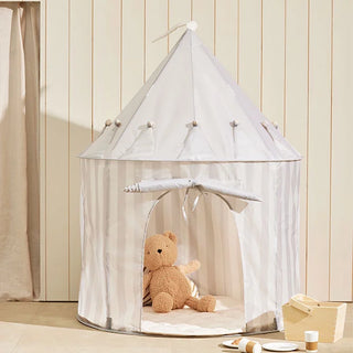 Grey Play Tent with Stripe Pattern