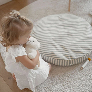 Grey Floor Cushion with Stripe Pattern 60cm