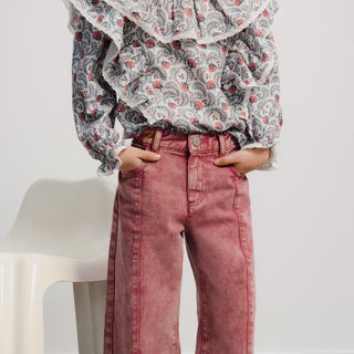 Rumba Red Denim Wide Leg Trouser