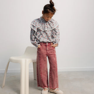 Rumba Red Denim Wide Leg Trouser