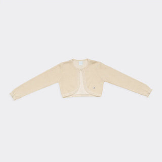 Knitted Bolero with Delicate Trim Details in Soft Ivory