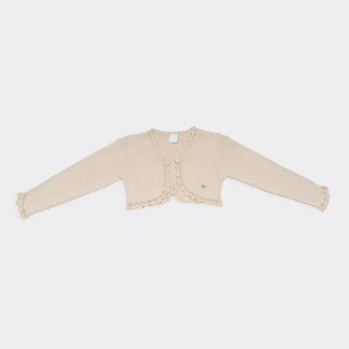 Knitted Bolero with Delicate Scallop Trim Detail in Gentle Pink
