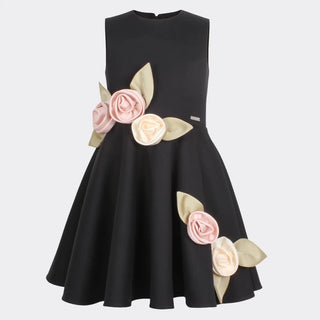 Midsommer Dress in Black Satin