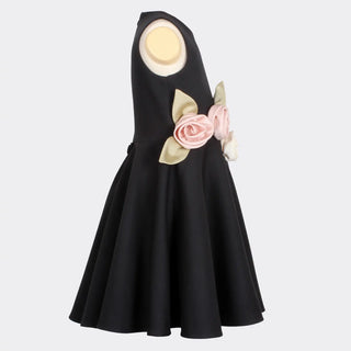 Midsommer Dress in Black Satin