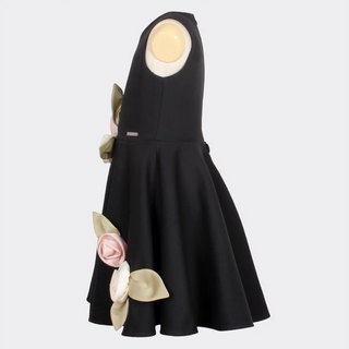 Midsommer Dress in Black Satin
