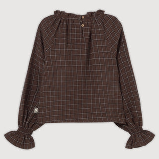 Artis Plaid Gauze Blouse - Brown