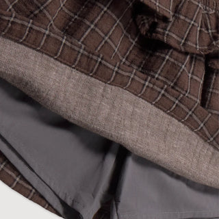 Baia Plaid Gauze Skirt - Brown