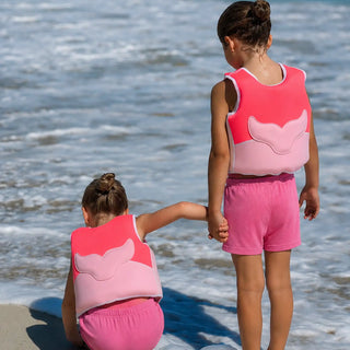Kids Swim Vest Melody The Mermaid in Neon Strawberry