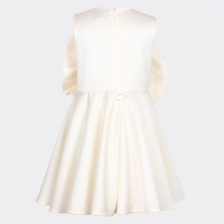 Dazzling Bow Dress in Creme Satin