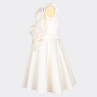 Dazzling Bow Dress in Creme Satin