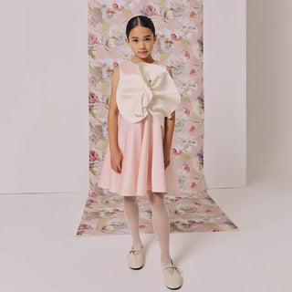 Dazzling Bow Dress in Creme Satin