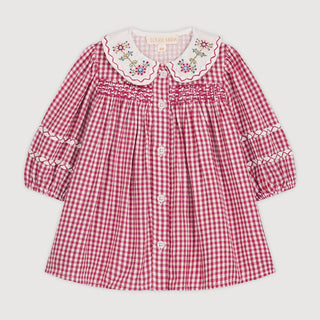Raspberry Baby Delina Dress in Cotton Brushed Flannel