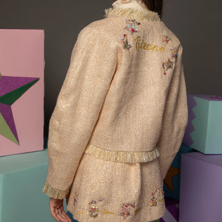 Jacket and Skirt Set with Beaded Stars - Gold