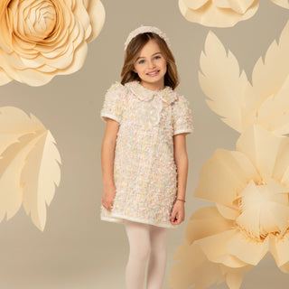 Tweed Dress with Peter Pan Collar - Pastel