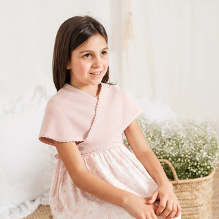 Knitted Cape in Soft Blush Pink