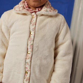 Dalila Floral Reversible Coat – Cream Printed Corduroy