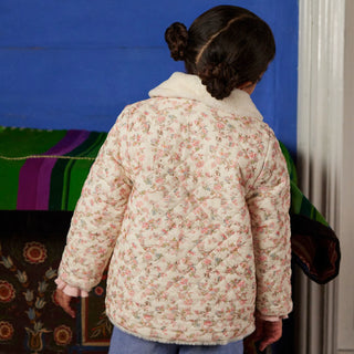 Dalila Floral Reversible Coat – Cream Printed Corduroy