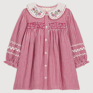 Raspberry Delina Dress in Cotton Brushed Flannel