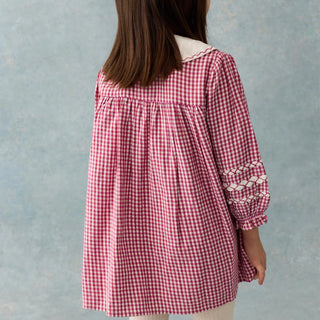 Raspberry Delina Dress in Cotton Brushed Flannel
