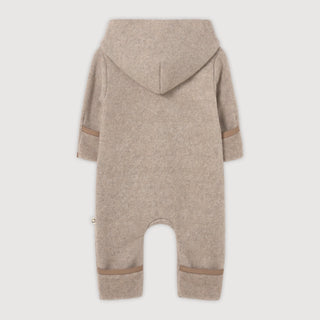 Jade Hooded Baby Bearsuit - Stone