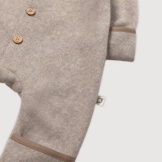 Jade Hooded Baby Bearsuit - Stone