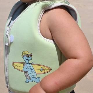 Kids Swim Vest Shred Turtle in Aqua