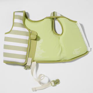 Kids Swim Vest Into The Wild in Sage Green Stripes