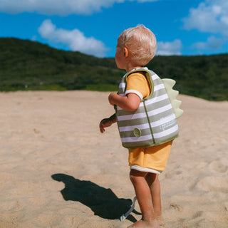 Kids Swim Vest Into The Wild in Sage Green Stripes