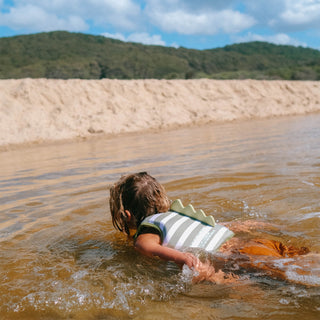 Kids Swim Vest Into The Wild in Sage Green Stripes