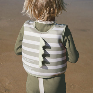 Kids Swim Vest Into The Wild in Sage Green Stripes
