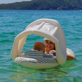 Float Together Baby Seat Duck in Sage Stripe