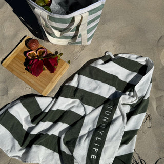 Light Cooler Tote La Palma in Sage Stripe