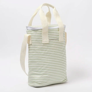 Light Cooler Drinks Bag in Sea Sage Stripe