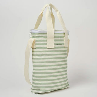 Light Cooler Drinks Bag in Sea Sage Stripe