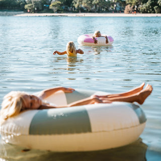 Tube Pool Ring The Vacay in Soft Olive Stripe