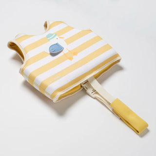 Kids Swim Vest Sammy The Seagull in Mustard Stripe