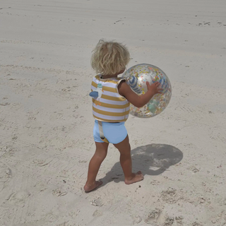 Kids Swim Vest Sammy The Seagull in Mustard Stripe