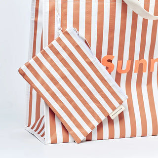 Carryall Beach Bag in Tierra Clay Stripe