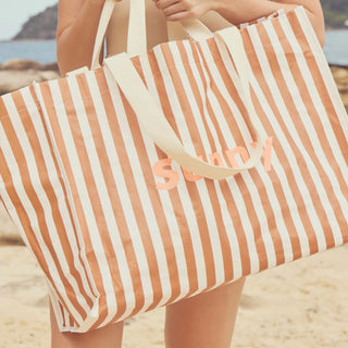Carryall Beach Bag in Tierra Clay Stripe