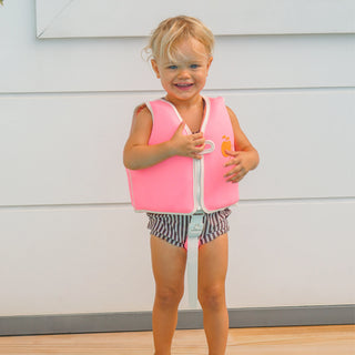 Kids Swim Vest Poppy the Peach in Neon Pink