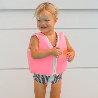 Kids Swim Vest Poppy the Peach in Neon Pink