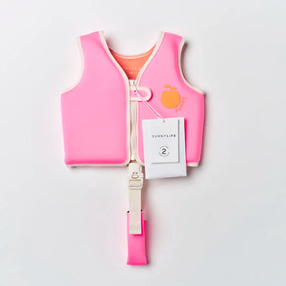 Kids Swim Vest Poppy the Peach in Neon Pink