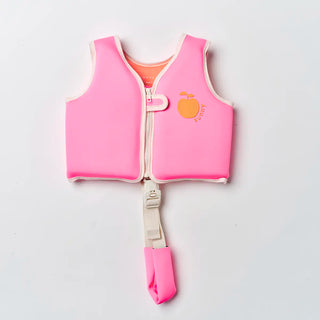 Kids Swim Vest Poppy the Peach in Neon Pink
