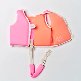 Kids Swim Vest Poppy the Peach in Neon Pink