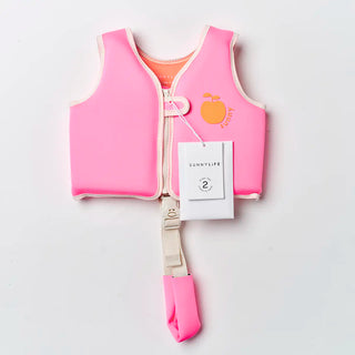 Kids Swim Vest Poppy the Peach in Neon Pink