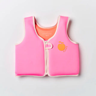 Kids Swim Vest Poppy the Peach in Neon Pink
