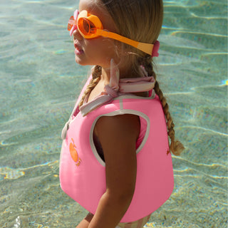Kids Swim Vest Poppy the Peach in Neon Pink