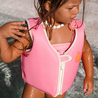 Kids Swim Vest Poppy the Peach in Neon Pink