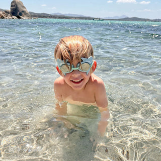 Mini Swim Goggles Salty The Shark in Aqua