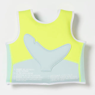 Kids Swim Vest Salty The Shark in Aqua Neon Yellow